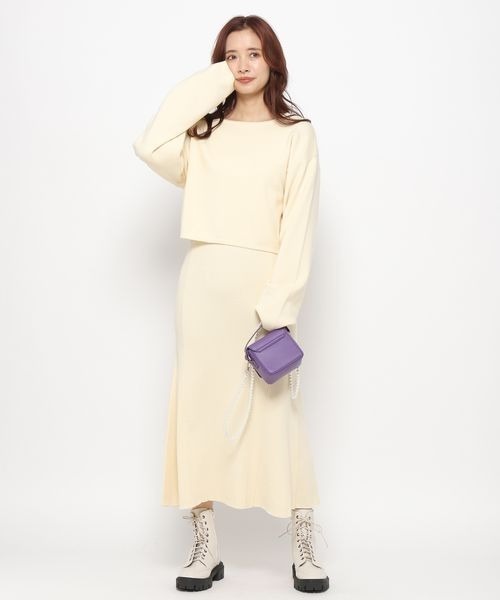 mysty woman（ミスティウーマン）の「マルチＷＡＹニット２ＰＳＥＴワンピース 185369（ワンピース・レディース・アイボリー/ダークブラウン/ブルー系その他・FREE）」の9枚目の写真