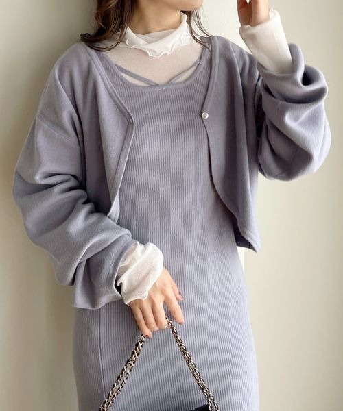 mysty woman（ミスティウーマン）の「マルチＷＡＹニット２ＰＳＥＴワンピース 185369（ワンピース・レディース・アイボリー/ダークブラウン/ブルー系その他・FREE）」の6枚目の写真