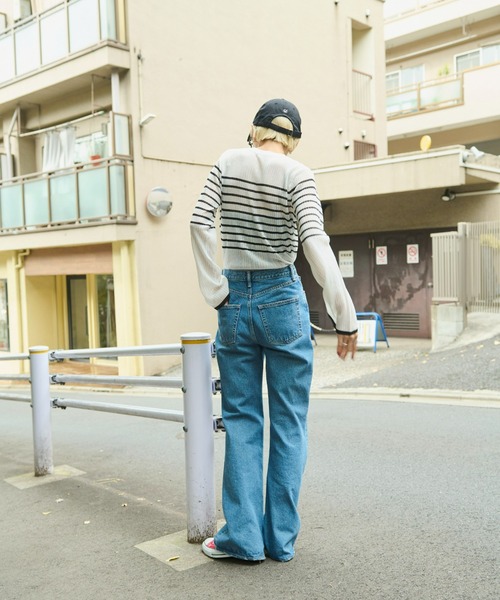 Auntie Rosa Holiday（アンティローザホリデー）の「シアーリブニットプルオーバー（ニット/セーター・レディース・ブルー/ホワイト/イエロー・FREE）」の13枚目の写真