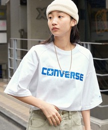CONVERSE/コンバース ロゴ刺繍 オーバーサイズラグラン半袖Tシャツ