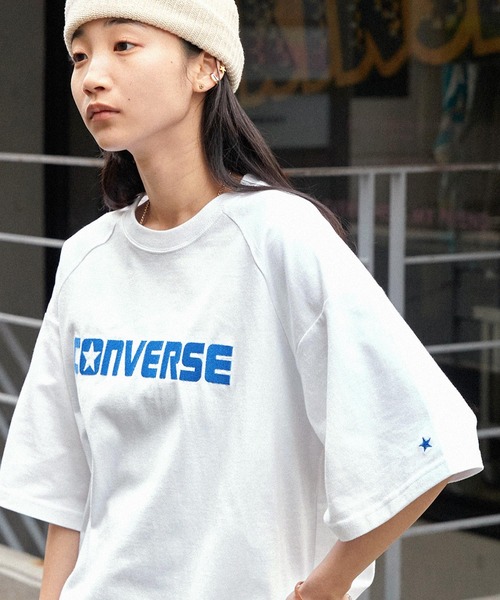 CONVERSE(コンバース)の「CONVERSE/コンバース ロゴ刺繍 オーバーサイズラグラン半袖Tシャツ(Tシャツ/カットソー・メンズ・ホワイト/グリーン/オートミール/グレー系/グリーン系/ブラック/ブラック系/ホワイト系・M/L)」の11枚目の写真