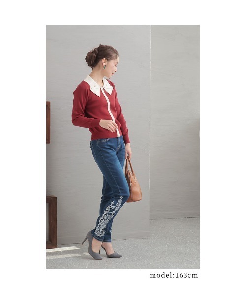 Sawa a la mode(サワアラモード)の「パールが煌めくロマンティックニット(ニット/セーター・レディース・レッド/ベージュ・FREE)」の8枚目の写真