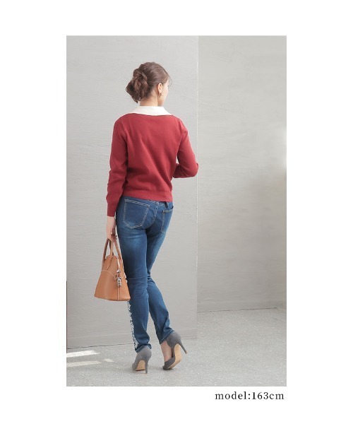 Sawa a la mode(サワアラモード)の「パールが煌めくロマンティックニット(ニット/セーター・レディース・レッド/ベージュ・FREE)」の12枚目の写真