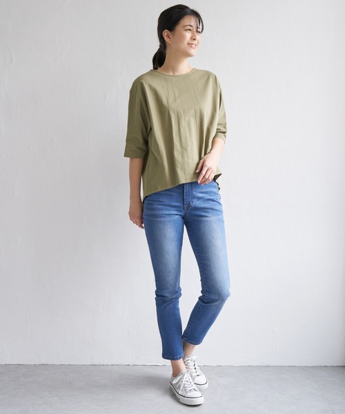 ikka（イッカ）の「梨地ジョーゼットプルオーバー（Tシャツ/カットソー・レディース・ベージュ/ブルー/ブラック/レッド/オリーブ/オフホワイト・M/L/S）」の13枚目の写真