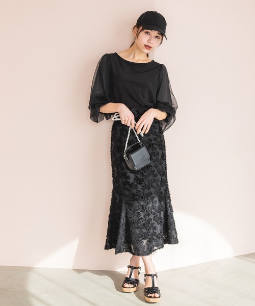 mysty woman（ミスティウーマン）の「シアータックスリーブプルオーバー 190304（Tシャツ/カットソー・レディース・オフホワイト/ライトベージュ/ブラック・FREE）」の18枚目の写真