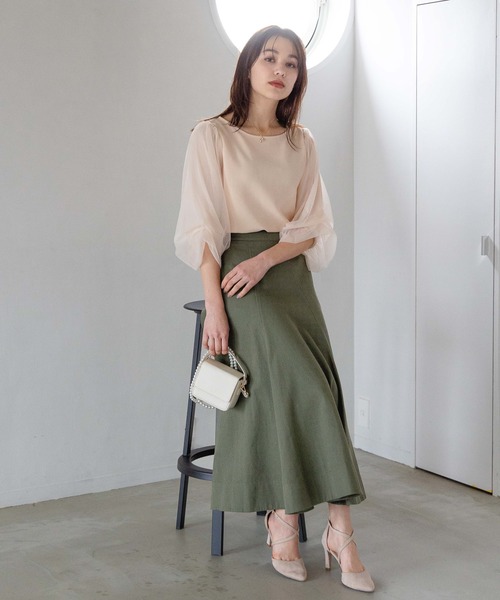 mysty woman（ミスティウーマン）の「シアータックスリーブプルオーバー 190304（Tシャツ/カットソー・レディース・オフホワイト/ライトベージュ/ブラック・FREE）」の21枚目の写真