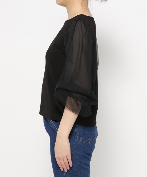 mysty woman（ミスティウーマン）の「シアータックスリーブプルオーバー 190304（Tシャツ/カットソー・レディース・オフホワイト/ライトベージュ/ブラック・FREE）」の9枚目の写真