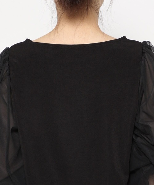 mysty woman（ミスティウーマン）の「シアータックスリーブプルオーバー 190304（Tシャツ/カットソー・レディース・オフホワイト/ライトベージュ/ブラック・FREE）」の11枚目の写真