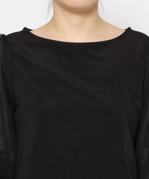 mysty woman（ミスティウーマン）の「シアータックスリーブプルオーバー 190304（Tシャツ/カットソー・レディース・オフホワイト/ライトベージュ/ブラック・FREE）」の12枚目の写真