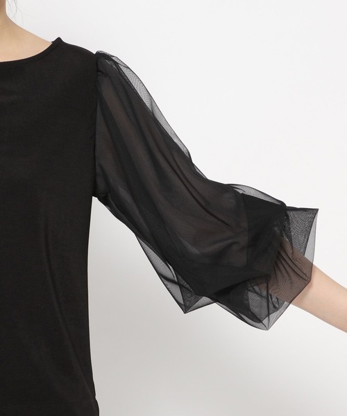 mysty woman（ミスティウーマン）の「シアータックスリーブプルオーバー 190304（Tシャツ/カットソー・レディース・オフホワイト/ライトベージュ/ブラック・FREE）」の13枚目の写真