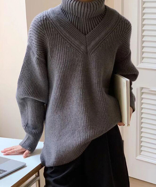 ブラックニットネックウォーマー　ユリウス JULIUS[ユリウス] / GORDINI COWL NECK KNIT カウルネックニット