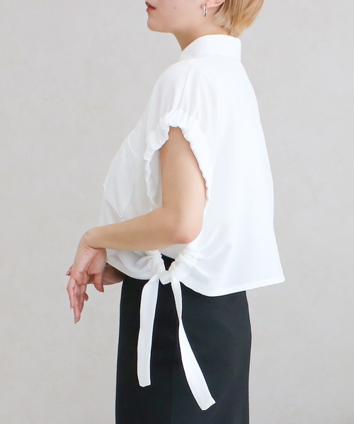 Social GIRL(ソーシャルガール)の「リボンレイヤード風ブラウス(シャツ/ブラウス・レディース・ブラック/ブルー/オフホワイト・M)」の7枚目の写真