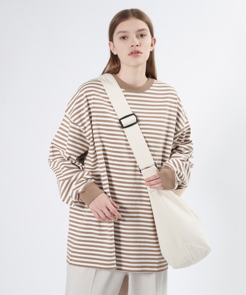 ONCILY(オンシェリー)の「LOOSE BORDER LONG T-SHIRT / ルーズボーダーロンT(Tシャツ/カットソー・メンズ・ブルー/ブラック/ダークブラウン・LARGE/MEDIUM)」の3枚目の写真