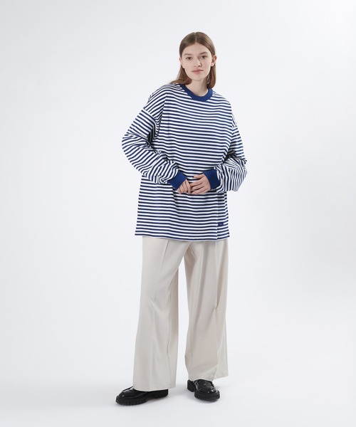 ONCILY(オンシェリー)の「LOOSE BORDER LONG T-SHIRT / ルーズボーダーロンT(Tシャツ/カットソー・メンズ・ブルー/ブラック/ダークブラウン・LARGE/MEDIUM)」の15枚目の写真