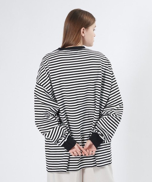 ONCILY(オンシェリー)の「LOOSE BORDER LONG T-SHIRT / ルーズボーダーロンT(Tシャツ/カットソー・メンズ・ブルー/ブラック/ダークブラウン・LARGE/MEDIUM)」の11枚目の写真