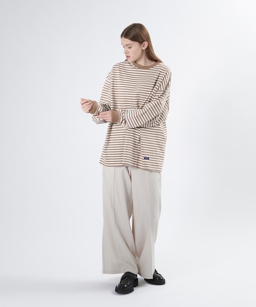 ONCILY(オンシェリー)の「LOOSE BORDER LONG T-SHIRT / ルーズボーダーロンT(Tシャツ/カットソー・メンズ・ブルー/ブラック/ダークブラウン・LARGE/MEDIUM)」の8枚目の写真