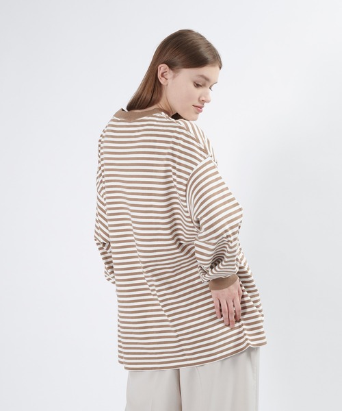 ONCILY(オンシェリー)の「LOOSE BORDER LONG T-SHIRT / ルーズボーダーロンT(Tシャツ/カットソー・メンズ・ブルー/ブラック/ダークブラウン・LARGE/MEDIUM)」の13枚目の写真