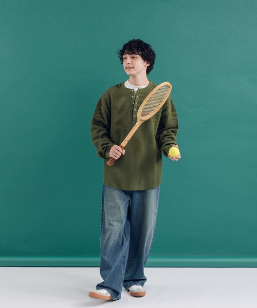 MUHET（ミュエータ）の「ワッフルヘンリーネックロンT（Tシャツ/カットソー・レディース・グリーン/杢グレー/アイボリー・MEDIUM/X-LARGE）」の13枚目の写真