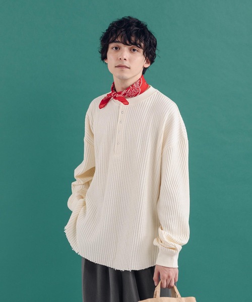 MUHET（ミュエータ）の「ワッフルヘンリーネックロンT（Tシャツ/カットソー・レディース・グリーン/杢グレー/アイボリー・MEDIUM/X-LARGE）」の20枚目の写真