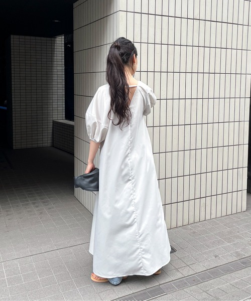 feepur(フェピュール)の「【TALLサイズあり】ランタンスリーブAライン2wayワンピース(ワンピース・レディース・アイボリー/ブラック/オリーブ・MEDIUM/TALL)」の13枚目の写真
