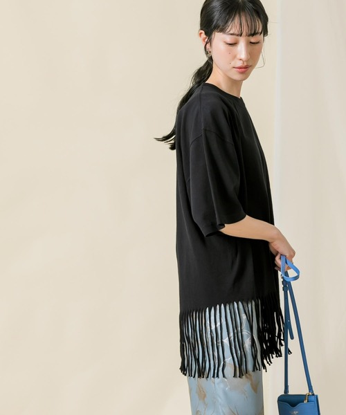 Boutique Ordinary（ブティークオーディナリー）の「ＣフリンジＣＨ５分袖カットソー（Tシャツ/カットソー・レディース・ベージュ/ブラック・FREE）」の10枚目の写真