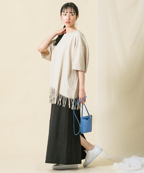 Boutique Ordinary（ブティークオーディナリー）の「ＣフリンジＣＨ５分袖カットソー（Tシャツ/カットソー・レディース・ベージュ/ブラック・FREE）」の14枚目の写真