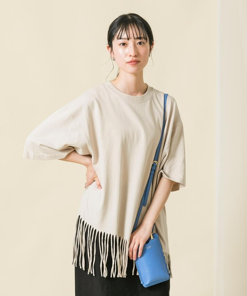 Boutique Ordinary（ブティークオーディナリー）の「ＣフリンジＣＨ５分袖カットソー（Tシャツ/カットソー・レディース・ベージュ/ブラック・FREE）」の16枚目の写真