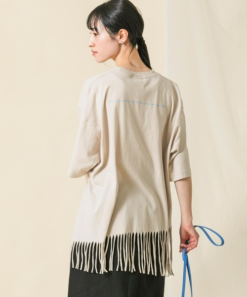 Boutique Ordinary（ブティークオーディナリー）の「ＣフリンジＣＨ５分袖カットソー（Tシャツ/カットソー・レディース・ベージュ/ブラック・FREE）」の17枚目の写真
