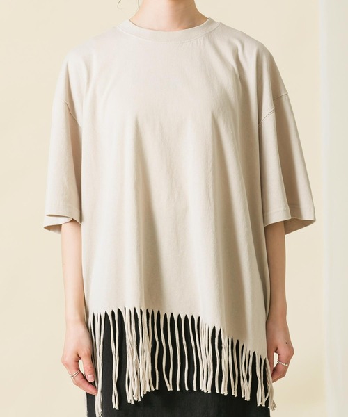 Boutique Ordinary（ブティークオーディナリー）の「ＣフリンジＣＨ５分袖カットソー（Tシャツ/カットソー・レディース・ベージュ/ブラック・FREE）」の19枚目の写真