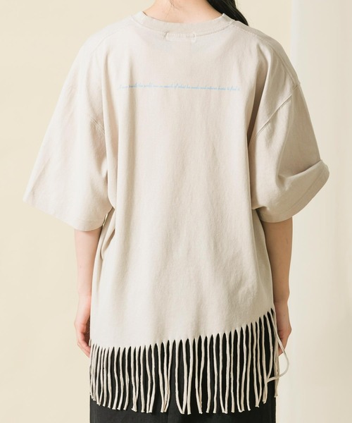 Boutique Ordinary（ブティークオーディナリー）の「ＣフリンジＣＨ５分袖カットソー（Tシャツ/カットソー・レディース・ベージュ/ブラック・FREE）」の20枚目の写真