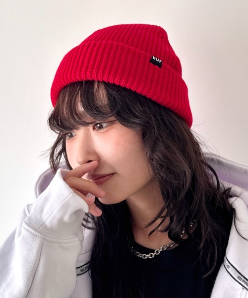 HUF（ハフ）の「HUF(ハフ)/ブランドロゴ ワンポイント ビーニー/HUF SET USUAL BEANIE（ニットキャップ/ビーニー・メンズ・オレンジ/ブラック/グレー/アイボリー/グリーン/バイオレット/オリーブ/ダークグリーン/パープル/チャコールグレー/ブラウン/ダークパープル/カーキ/ブルー/レッド・FREE）」の14枚目の写真