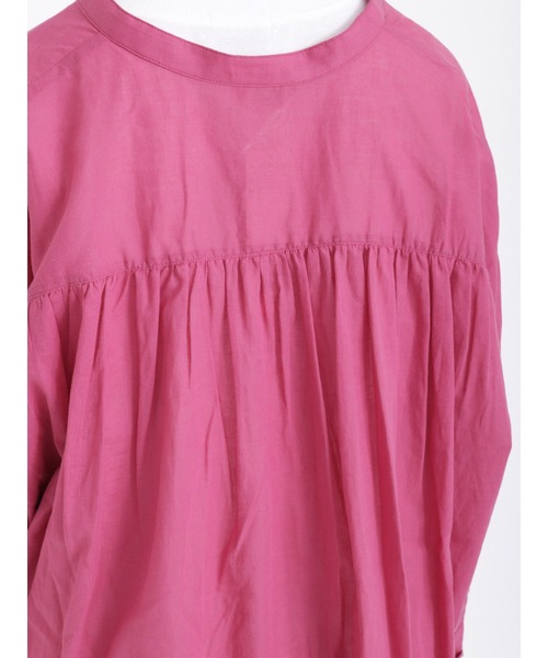 Samansa Mos2（サマンサ モスモス）の「ビックシルエットバンドカラーシャツ（シャツ/ブラウス・レディース・グリーン/オフホワイト/ピンク/ベージュ/チャコール・ﾌﾘ-）」の12枚目の写真