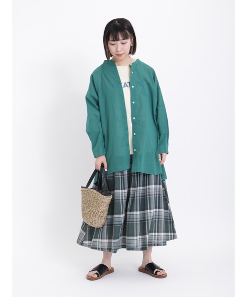 Samansa Mos2（サマンサ モスモス）の「ビックシルエットバンドカラーシャツ（シャツ/ブラウス・レディース・グリーン/オフホワイト/ピンク/ベージュ/チャコール・ﾌﾘ-）」の20枚目の写真