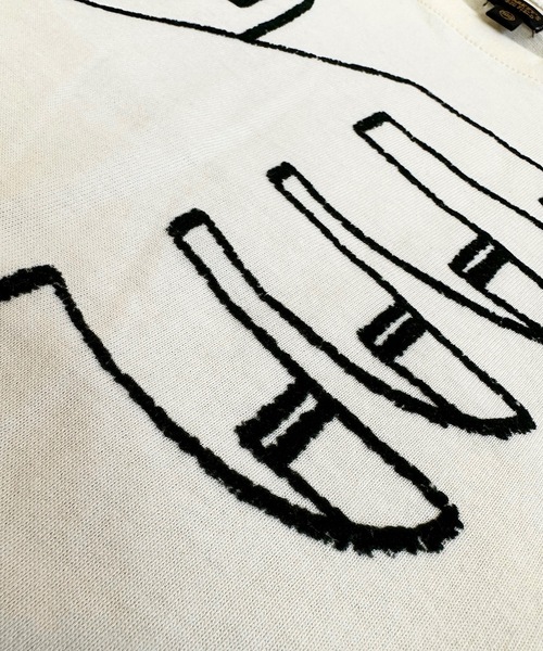 BIG FIELD(ビッグフィールド)の「フロッキーTシャツ/Hand(80~150cm)(Tシャツ/カットソー・キッズ・オフホワイト/ブラック・80/90/100/110/120/130/140/150)」の7枚目の写真