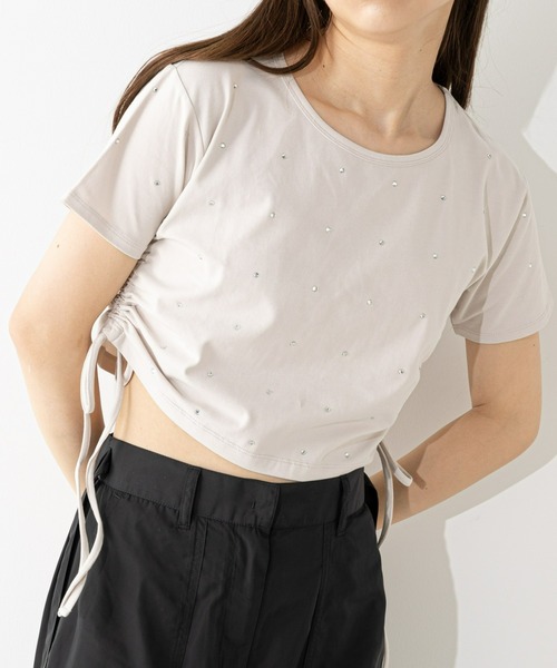 Chico（チコ）の「ラインストーン付サイドドロストチビT（Tシャツ/カットソー・レディース・ブラック/ブルー/グレー/ホワイト/ホワイト系その他2・FREE）」の20枚目の写真