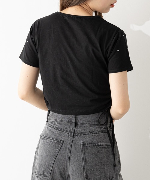 Chico（チコ）の「ラインストーン付サイドドロストチビT（Tシャツ/カットソー・レディース・ブラック/ブルー/グレー/ホワイト/ホワイト系その他2・FREE）」の9枚目の写真