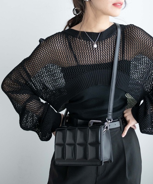 WEGO（ウィゴー）の「WEGO/PUパデッドミニショルダー（ショルダーバッグ・レディース・ホワイト/シルバー/ブラック・FREE）」の6枚目の写真