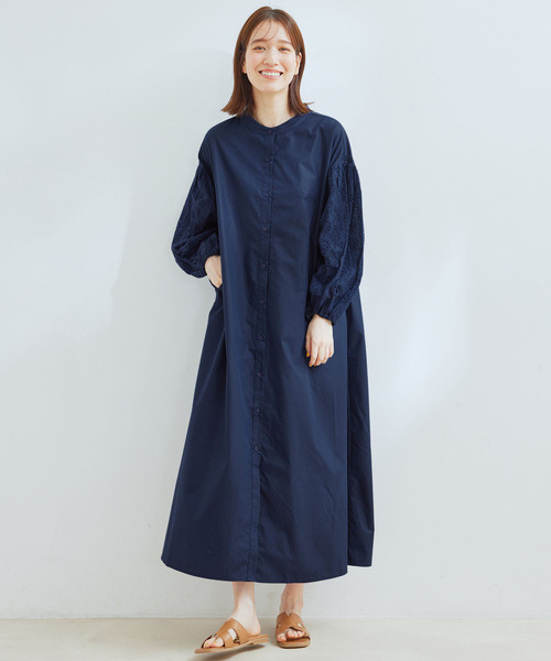 Jayro（ジャイロ）の「袖レースワンピース（ワンピース・レディース・ブラック/ホワイト系その他/ネイビー・M）」の6枚目の写真