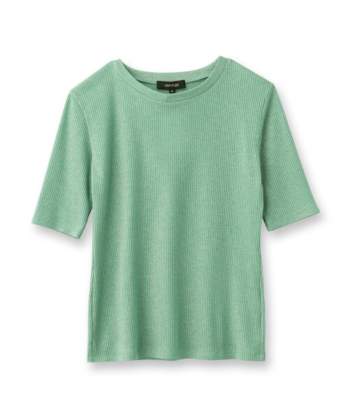 UNTITLED（アンタイトル）の「◆【さらりと着られる薄手トップス／洗える】コットン混 シアーリブカットソー（Tシャツ/カットソー・レディース・ブラック/ライトグレー/グリーン・50/02/04/48/00/44）」の4枚目の写真