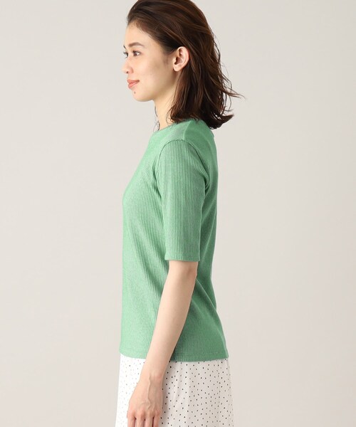 UNTITLED（アンタイトル）の「◆【さらりと着られる薄手トップス／洗える】コットン混 シアーリブカットソー（Tシャツ/カットソー・レディース・ブラック/ライトグレー/グリーン・50/02/04/48/00/44）」の6枚目の写真