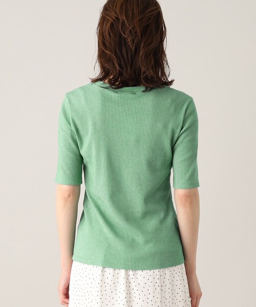 UNTITLED（アンタイトル）の「◆【さらりと着られる薄手トップス／洗える】コットン混 シアーリブカットソー（Tシャツ/カットソー・レディース・ブラック/ライトグレー/グリーン・50/02/04/48/00/44）」の7枚目の写真