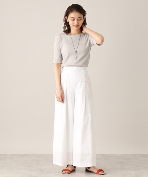 UNTITLED（アンタイトル）の「◆【さらりと着られる薄手トップス／洗える】コットン混 シアーリブカットソー（Tシャツ/カットソー・レディース・ブラック/ライトグレー/グリーン・50/02/04/48/00/44）」の15枚目の写真