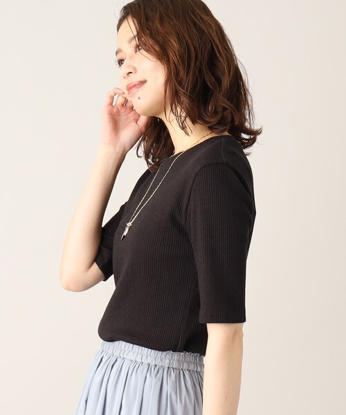 UNTITLED（アンタイトル）の「◆【さらりと着られる薄手トップス／洗える】コットン混 シアーリブカットソー（Tシャツ/カットソー・レディース・ブラック/ライトグレー/グリーン・50/02/04/48/00/44）」の20枚目の写真