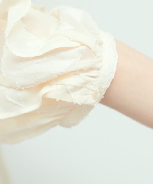 natural couture(ナチュラルクチュール)の「WEB限定 / オパールフラワーシアーブラウス(シャツ/ブラウス・レディース・ネイビー/アイボリー/サックスブルー・FREE)」の5枚目の写真