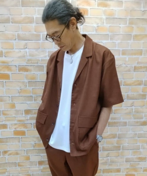 セール】リネンライクポリエステル 半袖シャツ（シャツ/ブラウス