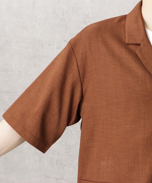 セール】リネンライクポリエステル 半袖シャツ（シャツ/ブラウス
