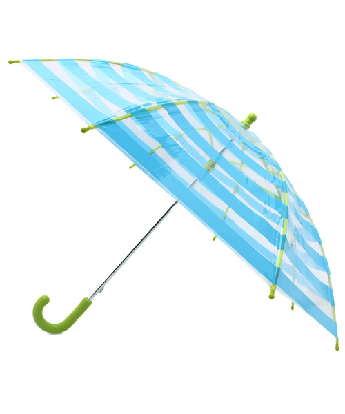 Ribbon hakka kid's（リボンハッカキッズ）の「【KIDS】Cａ　ｅｔ　ｌａボーダーかさ・45ｃｍ（長傘・キッズ・ブルー/ピンク・45cm）」の2枚目の写真