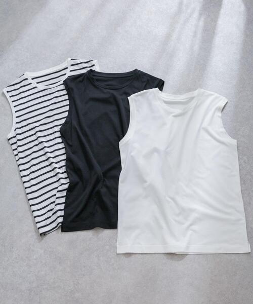 URBAN RESEARCH（アーバンリサーチ）の「『UR TECH』ノースリーブカットソー（Tシャツ/カットソー・レディース・ホワイト/ブラック/ホワイト系その他・FREE）」の5枚目の写真