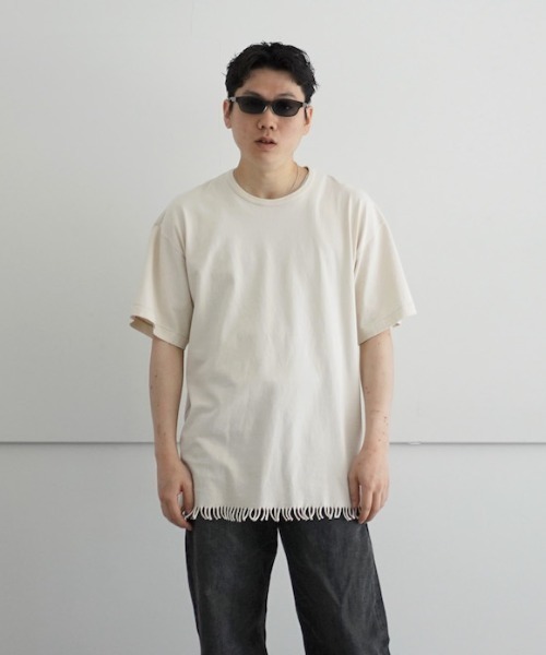 ETHOS(エトス)の「ETHOS FRINGE SS T(Tシャツ/カットソー・メンズ・ホワイト/グリーン・3/2)」の2枚目の写真