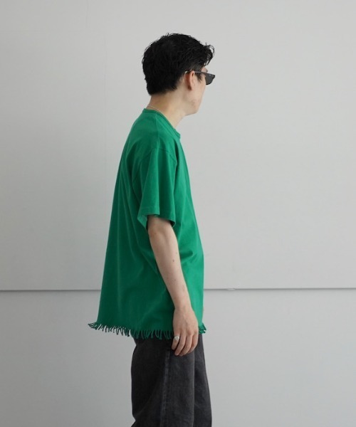 ETHOS(エトス)の「ETHOS FRINGE SS T(Tシャツ/カットソー・メンズ・ホワイト/グリーン・3/2)」の8枚目の写真